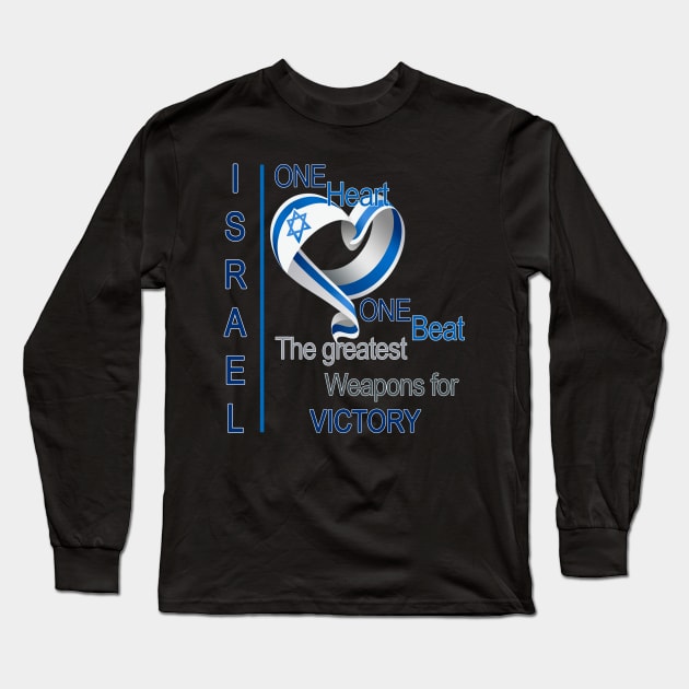 One Heart One Beat - Shirts in solidarity with Israel Long Sleeve T-Shirt by Fashioned by You, Created by Me A.zed